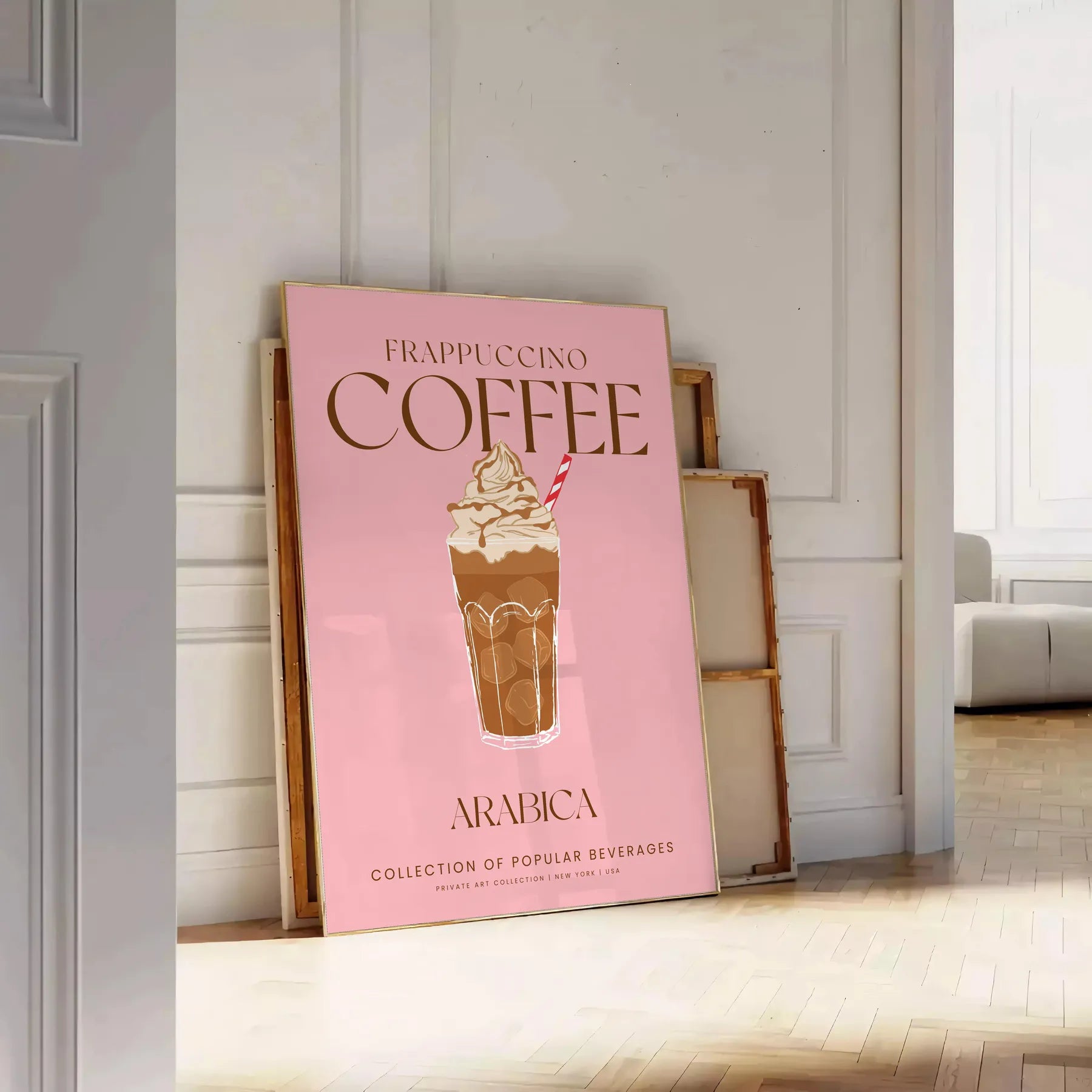 space stunning Frappuccino Coffee Cocktail poster rich brown green hues wall art stylish touch decor gift lovers cozy vibe home unframed format