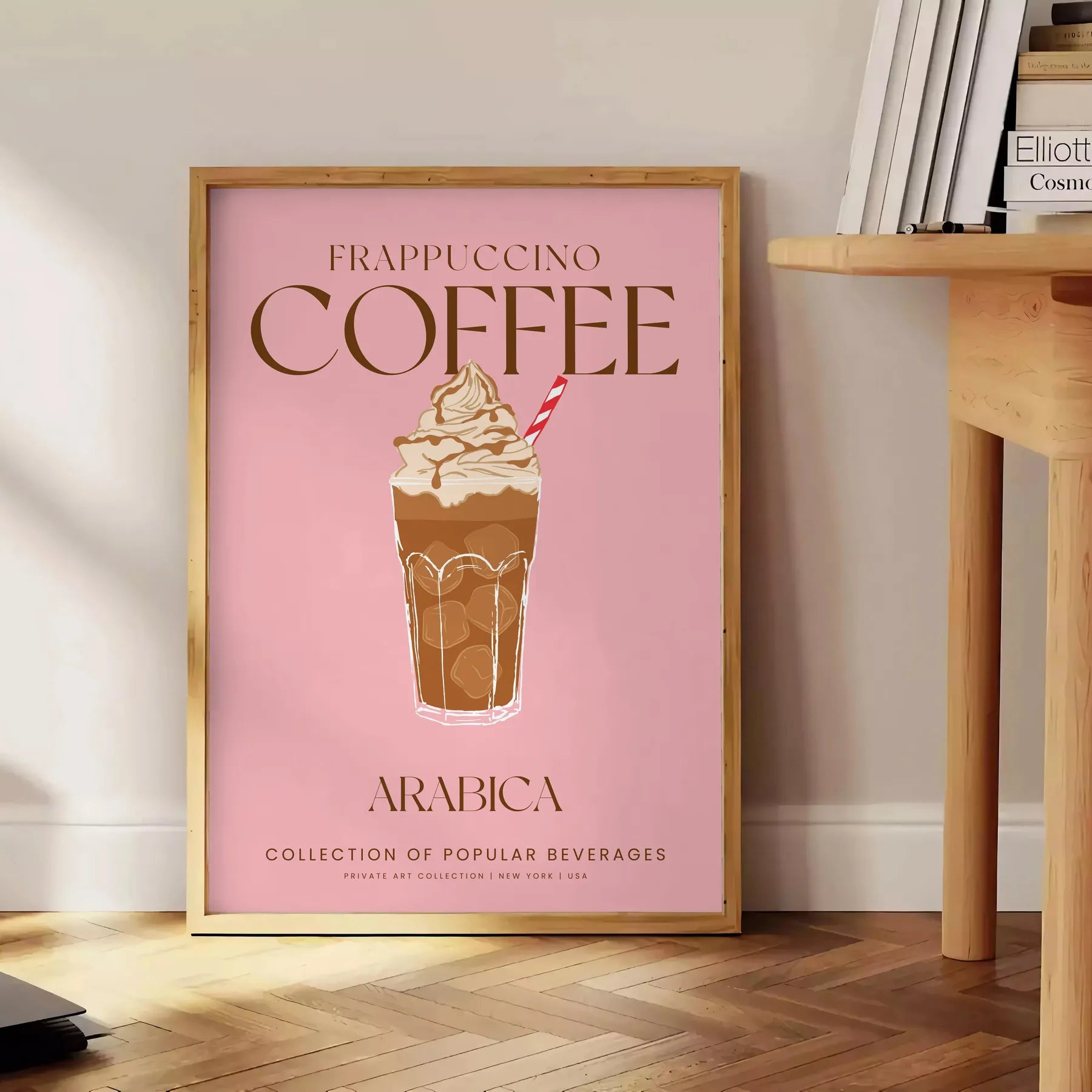 space stunning Frappuccino Coffee Cocktail poster rich brown green hues wall art stylish touch decor gift lovers cozy vibe home unframed format