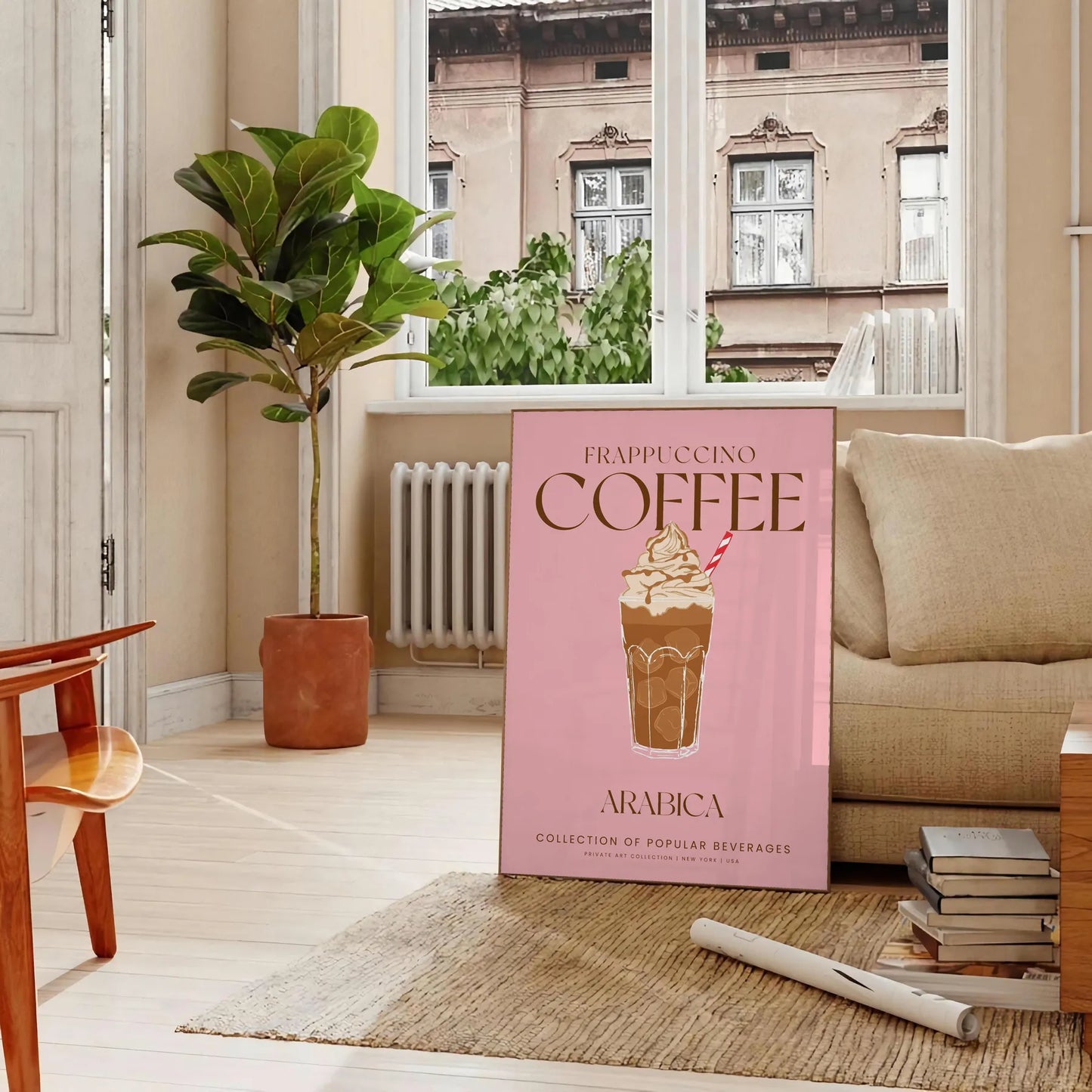 space stunning Frappuccino Coffee Cocktail poster rich brown green hues wall art stylish touch decor gift lovers cozy vibe home unframed format