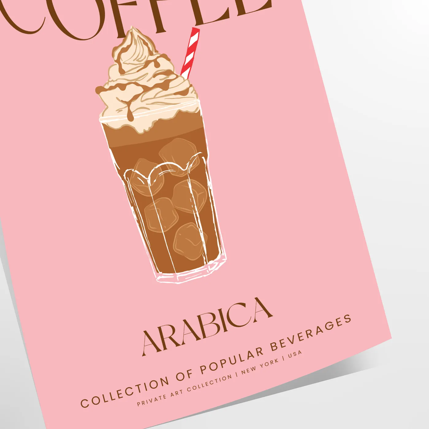 space stunning Frappuccino Coffee Cocktail poster rich brown green hues wall art stylish touch decor gift lovers cozy vibe home unframed format