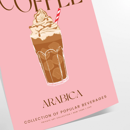 space stunning Frappuccino Coffee Cocktail poster rich brown green hues wall art stylish touch decor gift lovers cozy vibe home unframed format