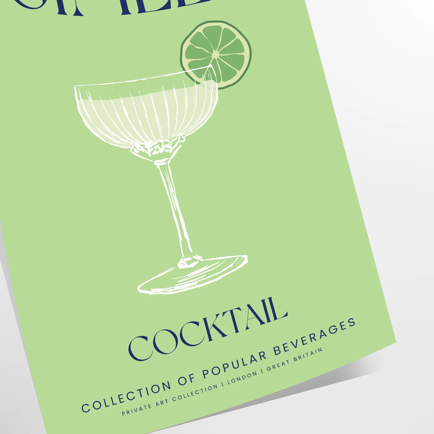 space stylish Gimlet Cocktail poster vibrant green sleek gray backdrop eye wall art perfect enthusiasts unique gift framed print unframed artwork decor