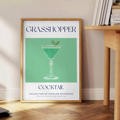 splash sophistication space Grasshopper Cocktail poster elegant gray green tones vibrant wall art perfect lovers unique gift stylish print room A4 cm A0 sizes