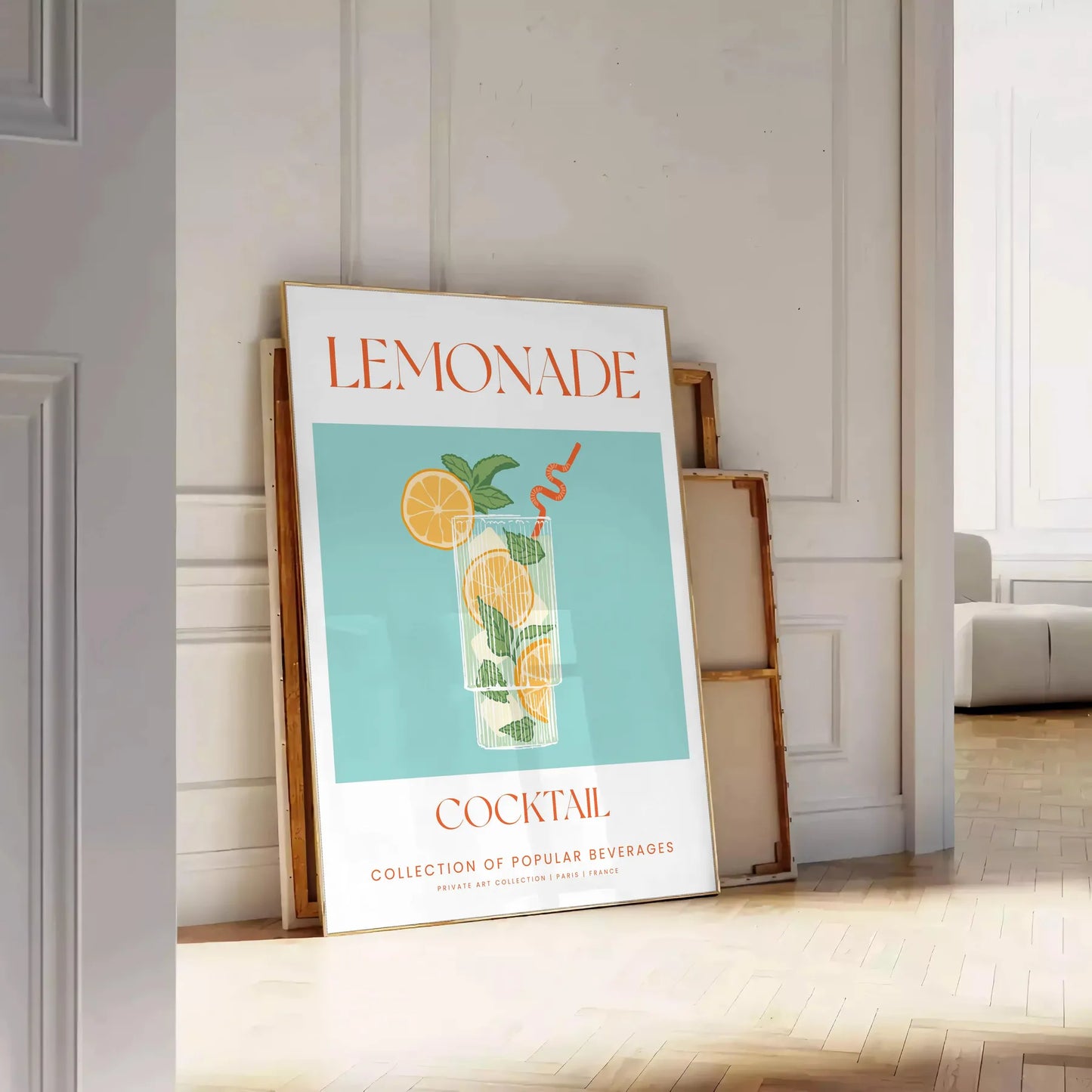 splash citrus charm decor Lemonade Cocktail Poster vibrant green orange hues print refreshing addition space wall art gift various sizes A4 cm A0