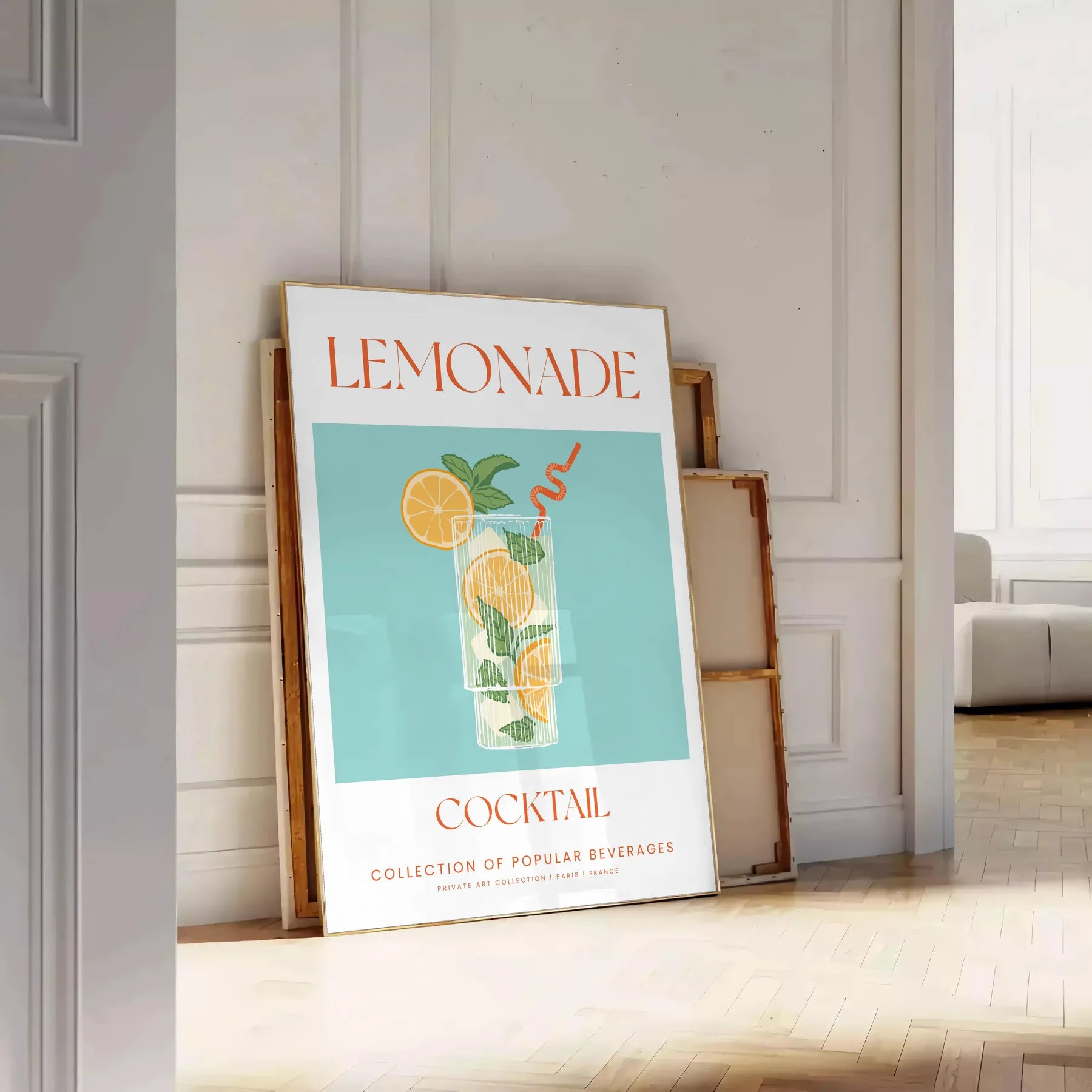splash citrus charm decor Lemonade Cocktail Poster vibrant green orange hues print refreshing addition space wall art gift various sizes A4 cm A0