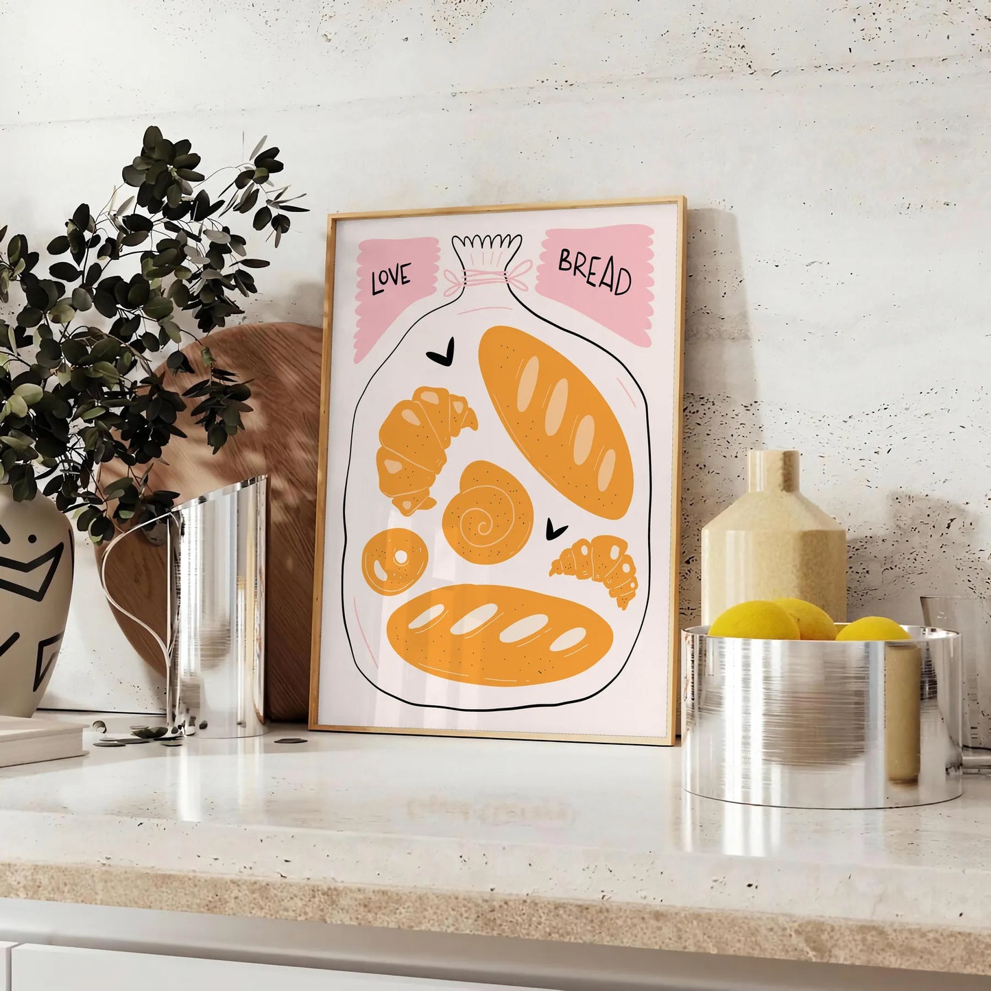 kitchen Love Bread poster captivating addition black green tones stunning wall art passion baking ideal gift charming artwork preference