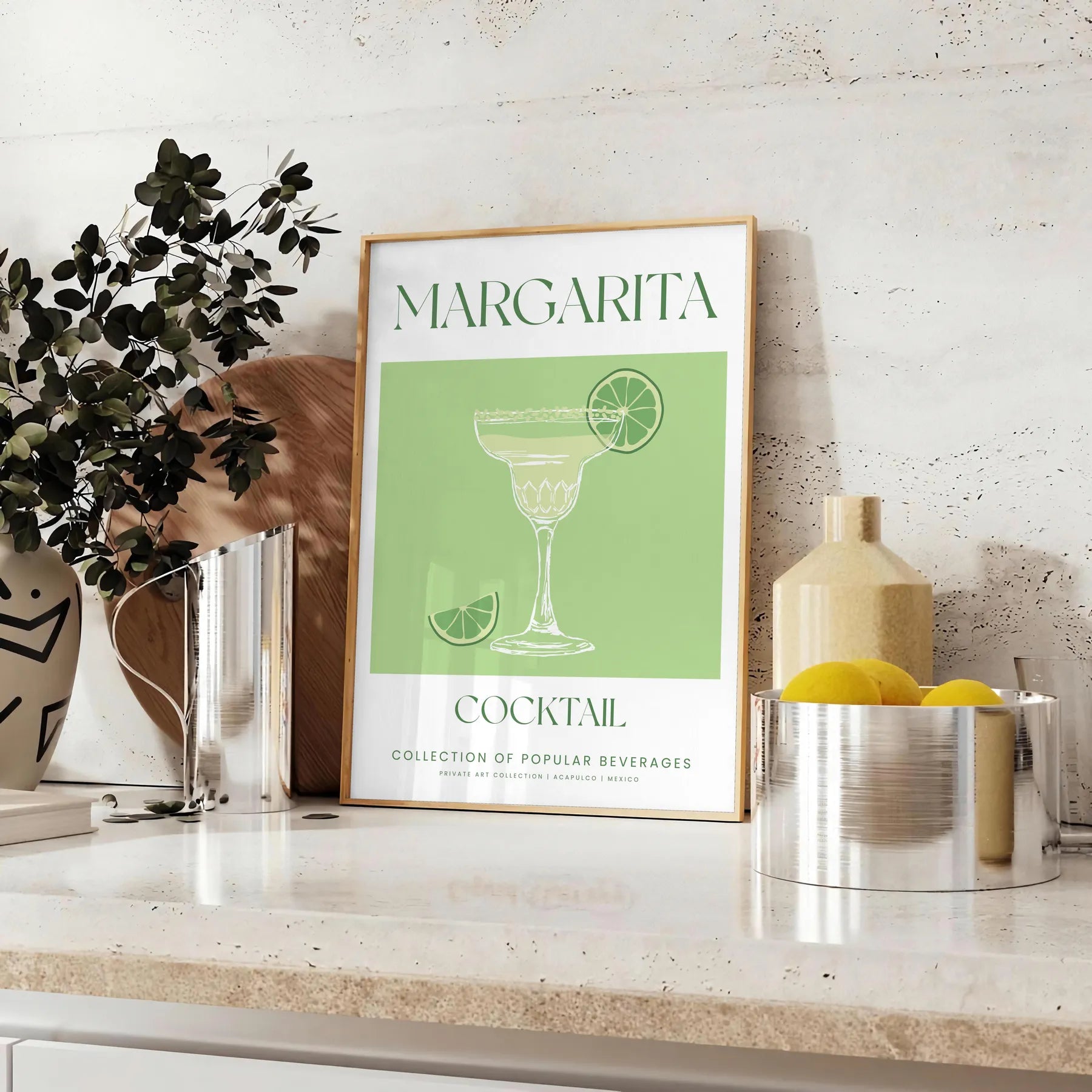 space vibrant margarita cocktail art poster refreshing green white hues wall print unique gift lovers room artwork A4 cm A0